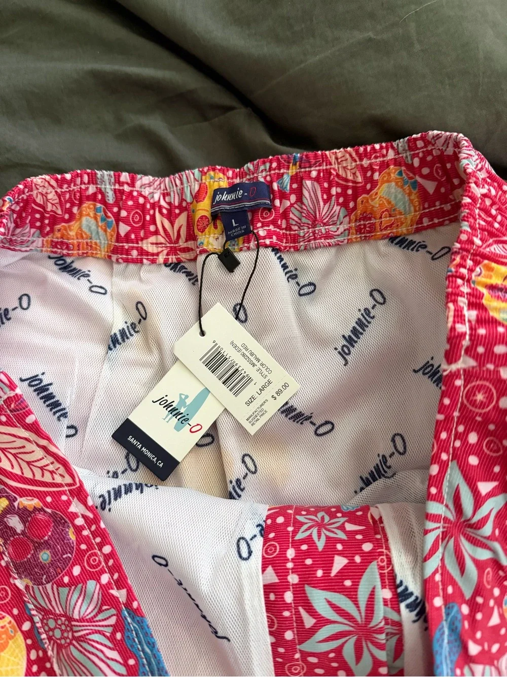 johnnie-O Pink Floral & Skull Print Men’s Swim Trunks